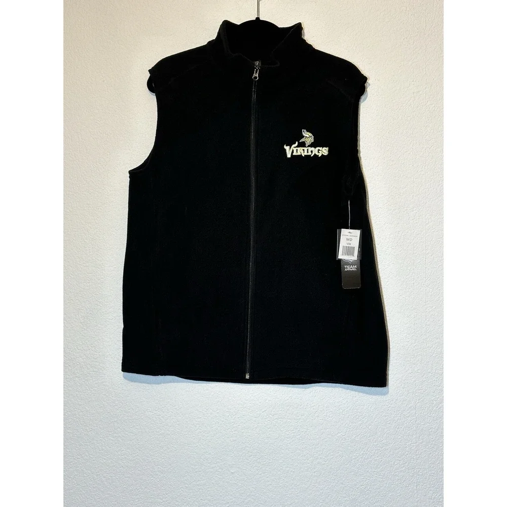 New MInnesota Viking‎ NFL Team Apparel Fleece Vest Jacket Mens Sz Medium Black